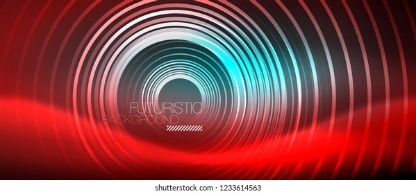 Líneas tecno brillantes neón, plantilla de fondo abstracto de alta tecnología futurista con formas cuadradas, vector