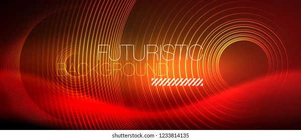 Neon glowing techno lines, hi-tech futuristic abstract background template with square shapes, vector