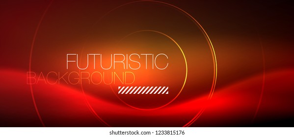 Neon linhas de tecno brilhantes, modelo de fundo abstrato futurista de alta tecnologia com formas quadradas, vetor