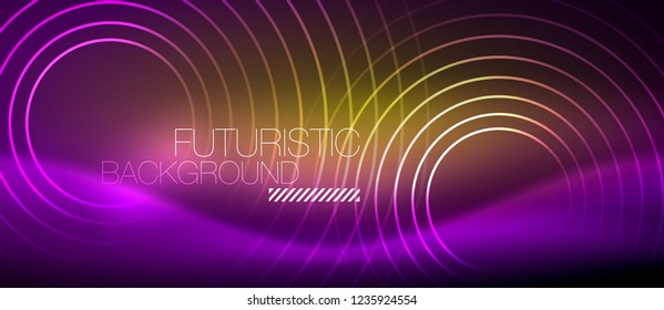 Neonleuchtende Techno-Linien, futuristisch abstrakte High-Tech-Hintergrundvorlage mit quadratischen Formen, Vektorgrafik
