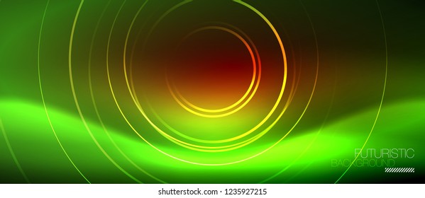 Neon glowing techno lines, hi-tech futuristic abstract background template with square shapes, vector