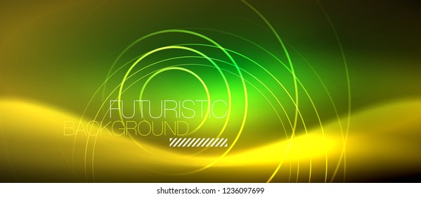 Neon glowing techno lines, hi-tech futuristic abstract background template with square shapes, vector