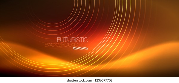 Neonleuchtende Techno-Linien, futuristisch abstrakte High-Tech-Hintergrundvorlage mit quadratischen Formen, Vektorgrafik
