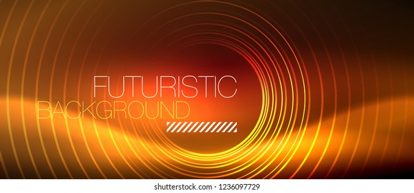 Neon glowing techno lines, hi-tech futuristic abstract background template with square shapes, vector