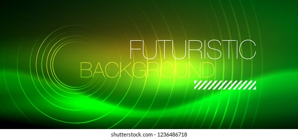 Neon glowing techno lines, hi-tech futuristic abstract background template with square shapes, vector