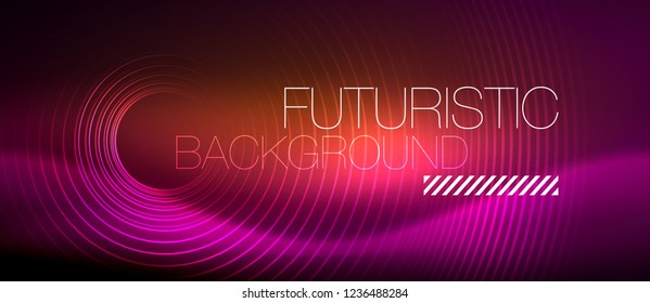 Neon glowing techno lines, hi-tech futuristic abstract background template with square shapes, vector
