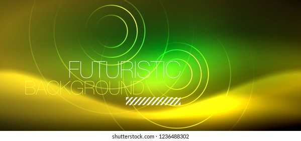 Neon glowing techno lines, hi-tech futuristic abstract background template with square shapes, vector
