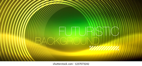 Neon glowing techno lines, hi-tech futuristic abstract background template with square shapes, vector