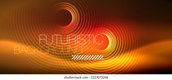 Neon glowing techno lines, hi-tech futuristic abstract background template with square shapes, vector