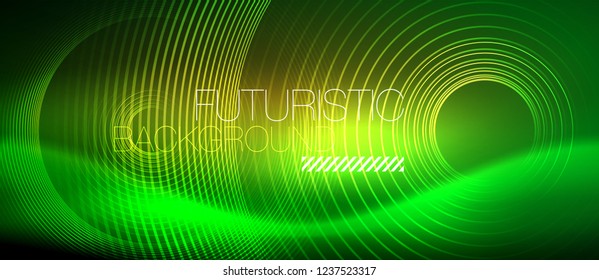 Neon glowing techno lines, hi-tech futuristic abstract background template with square shapes, vector