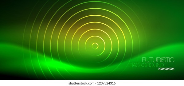 Neon glowing techno lines, hi-tech futuristic abstract background template with square shapes, vector