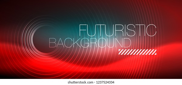 Neon glowing techno lines, hi-tech futuristic abstract background template with square shapes, vector