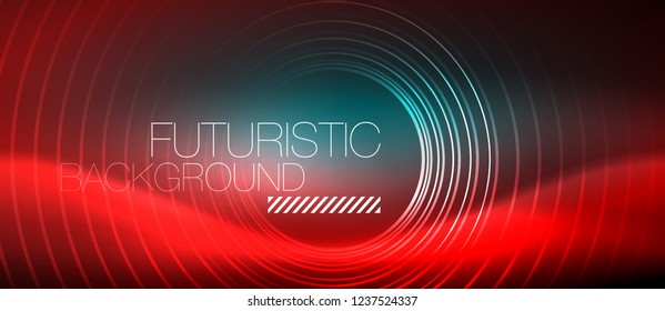 Neonleuchtende Techno-Linien, futuristisch abstrakte High-Tech-Hintergrundvorlage mit quadratischen Formen, Vektorgrafik