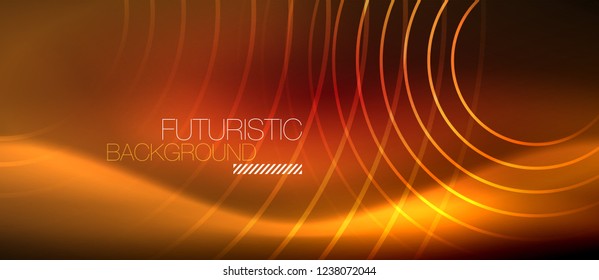 Neon glowing techno lines, hi-tech futuristic abstract background template with square shapes, vector
