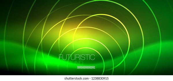 Neon glowing techno lines, hi-tech futuristic abstract background template with square shapes, vector