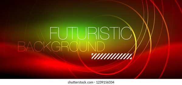 Líneas tecno brillantes neón, plantilla de fondo abstracto de alta tecnología futurista con formas cuadradas, vector