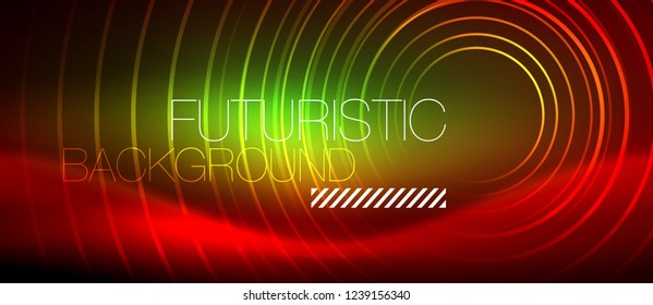 Líneas tecno brillantes neón, plantilla de fondo abstracto de alta tecnología futurista con formas cuadradas, vector