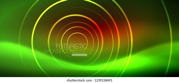 Líneas tecno brillantes neón, plantilla de fondo abstracto de alta tecnología futurista con formas cuadradas, vector