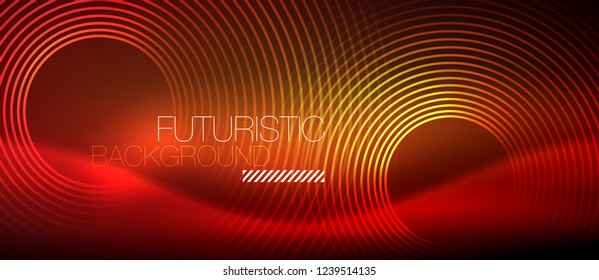 Neon glowing techno lines, hi-tech futuristic abstract background template with square shapes, vector