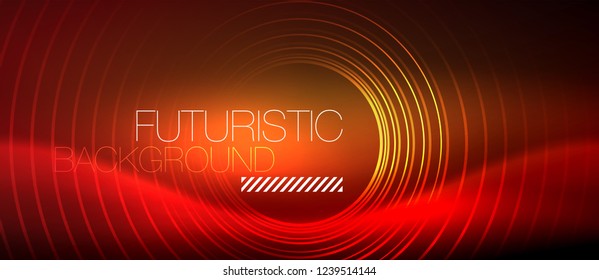 Neon glowing techno lines, hi-tech futuristic abstract background template with square shapes, vector