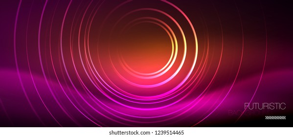 Líneas tecno brillantes neón, plantilla de fondo abstracto de alta tecnología futurista con formas cuadradas, vector