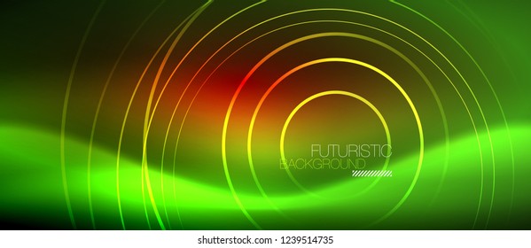 Neon glowing techno lines, hi-tech futuristic abstract background template with square shapes, vector