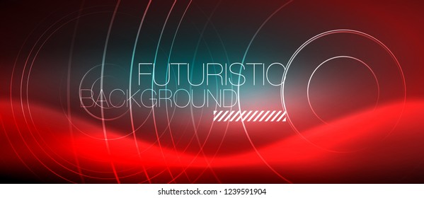 Líneas tecno brillantes neón, plantilla de fondo abstracto de alta tecnología futurista con formas cuadradas, vector