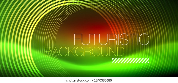 Neonleuchtende Techno-Linien, futuristisch abstrakte High-Tech-Hintergrundvorlage mit quadratischen Formen, Vektorgrafik