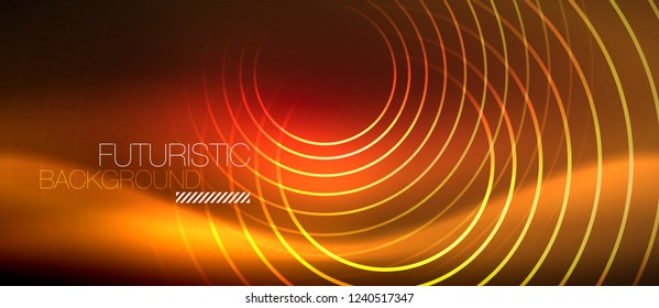 Neon glowing techno lines, hi-tech futuristic abstract background template with square shapes, vector