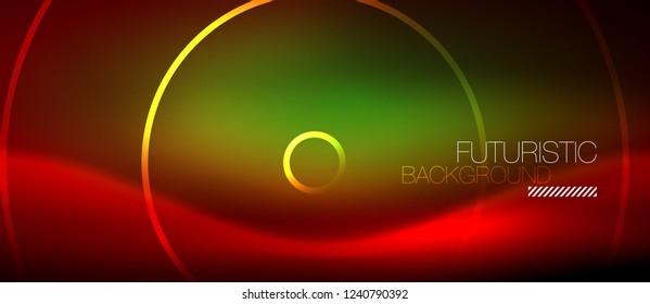 Neon glowing techno lines, hi-tech futuristic abstract background template with square shapes, vector