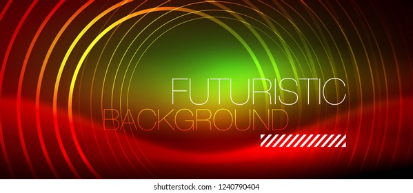 Neon glowing techno lines, hi-tech futuristic abstract background template with square shapes, vector