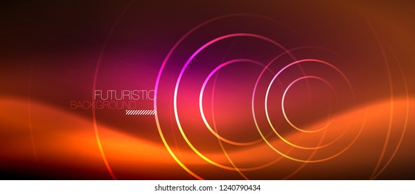 Neon glowing techno lines, hi-tech futuristic abstract background template with square shapes, vector