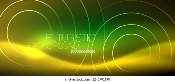 Neon glowing techno lines, hi-tech futuristic abstract background template with square shapes, vector
