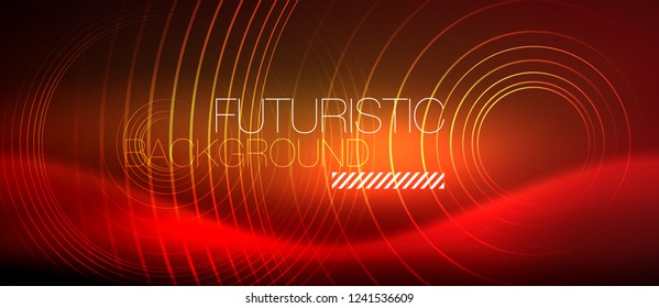Neon glowing techno lines, hi-tech futuristic abstract background template with square shapes, vector