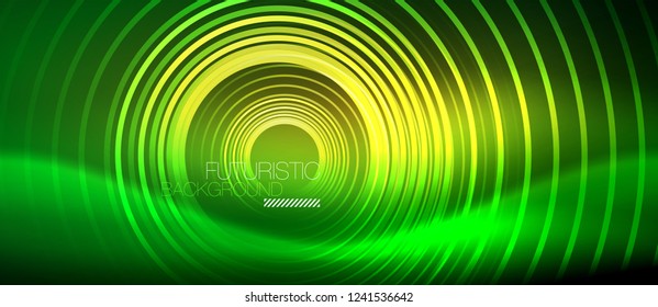 Neon glowing techno lines, hi-tech futuristic abstract background template with square shapes, vector