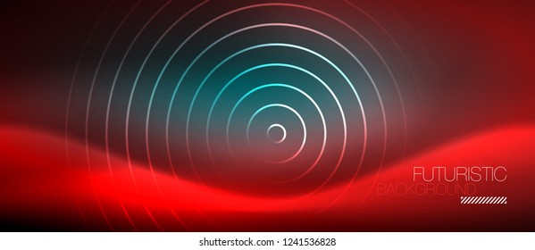 Neon glowing techno lines, hi-tech futuristic abstract background template with square shapes, vector