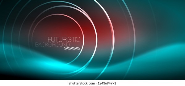 Neon glowing techno lines, hi-tech futuristic abstract background template with square shapes, vector