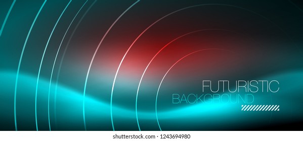 Neon glowing techno lines, hi-tech futuristic abstract background template with square shapes, vector
