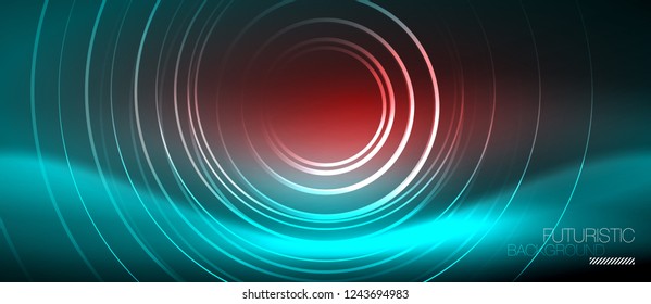 Neon glowing techno lines, hi-tech futuristic abstract background template with square shapes, vector