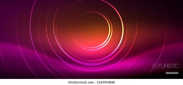 Neon glowing techno lines, hi-tech futuristic abstract background template with square shapes, vector