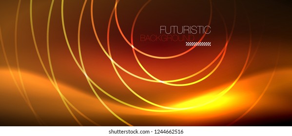 Neonleuchtende Techno-Linien, futuristisch abstrakte High-Tech-Hintergrundvorlage mit quadratischen Formen, Vektorgrafik
