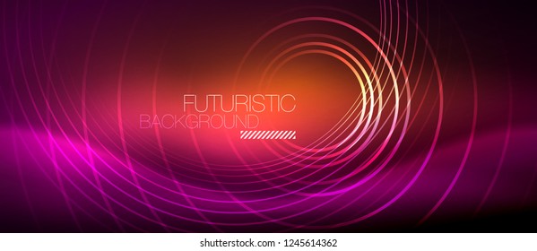 Neon glowing techno lines, hi-tech futuristic abstract background template with square shapes, vector