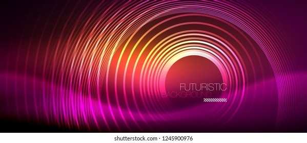 Neon glowing techno lines, hi-tech futuristic abstract background template with square shapes, vector