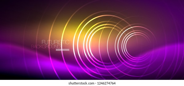 Neonleuchtende Techno-Linien, futuristisch abstrakte High-Tech-Hintergrundvorlage mit quadratischen Formen, Vektorgrafik