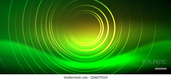 Neon glowing techno lines, hi-tech futuristic abstract background template with square shapes, vector
