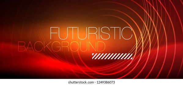 Neon glowing techno lines, hi-tech futuristic abstract background template with square shapes, vector