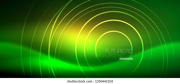 Neon glowing techno lines, hi-tech futuristic abstract background template with square shapes, vector