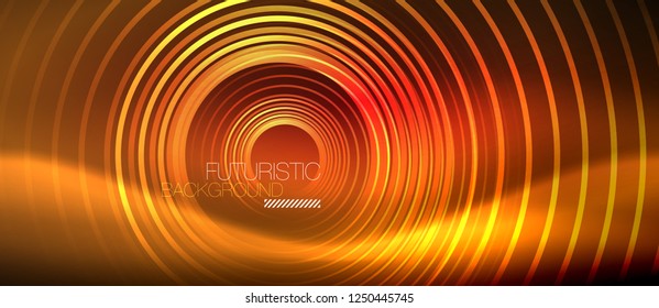 Líneas tecno brillantes neón, plantilla de fondo abstracto de alta tecnología futurista con formas cuadradas, vector