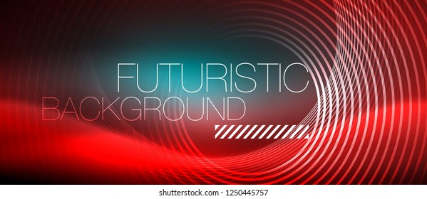 Neon glowing techno lines, hi-tech futuristic abstract background template with square shapes, vector