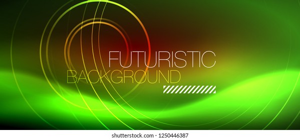 Neon glowing techno lines, hi-tech futuristic abstract background template with square shapes, vector